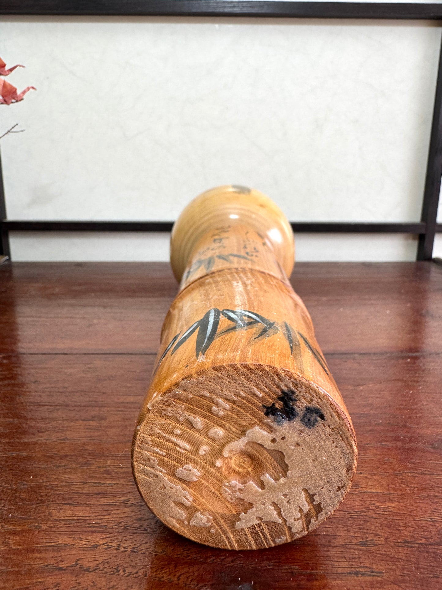 Kokeshi Créative Vintage de Sato Masuo, poème et bambou