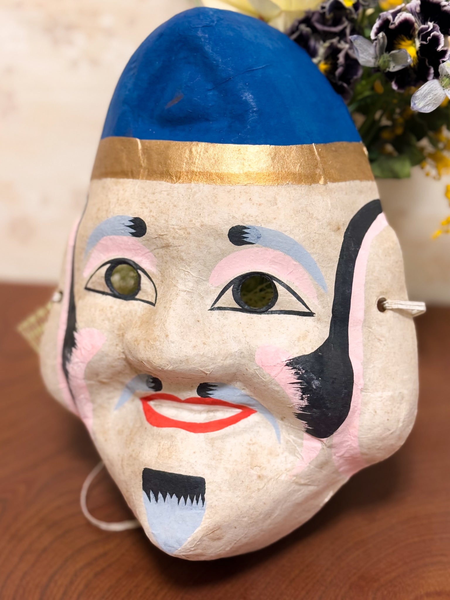 Masque japonais ebisu papier maché profil
