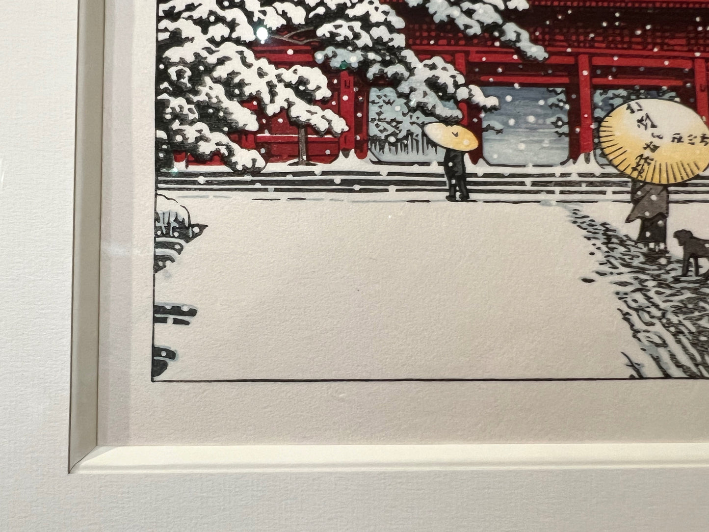 estampe japonaise encadrée, le biseau et le passe-partout