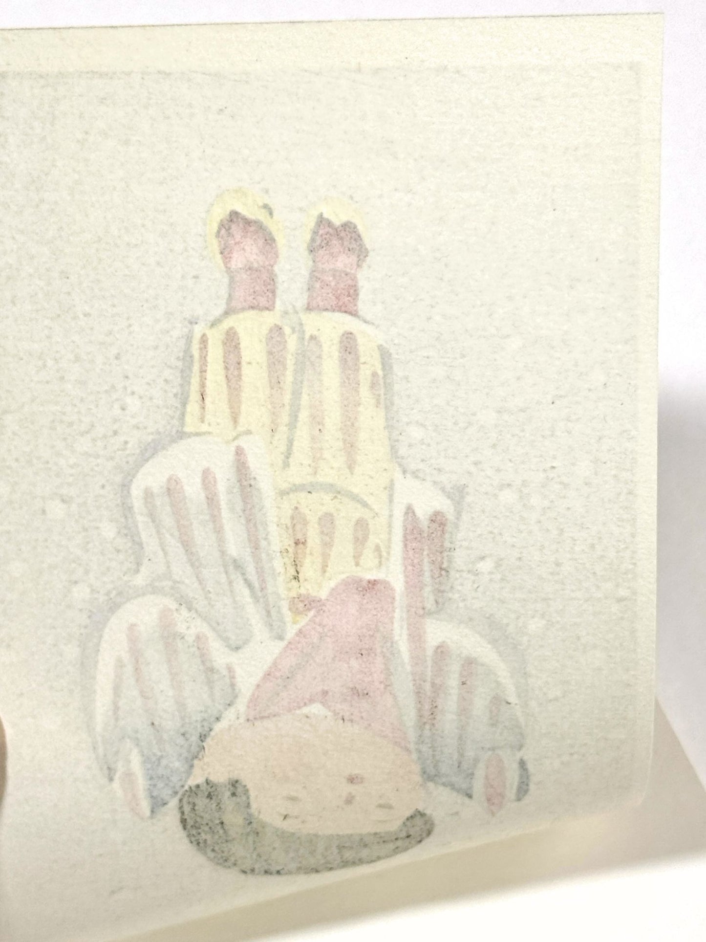 Estampe Japonaise de Kiyohara Hitoshi représentant un enfant émerveillé par la neige, le verso