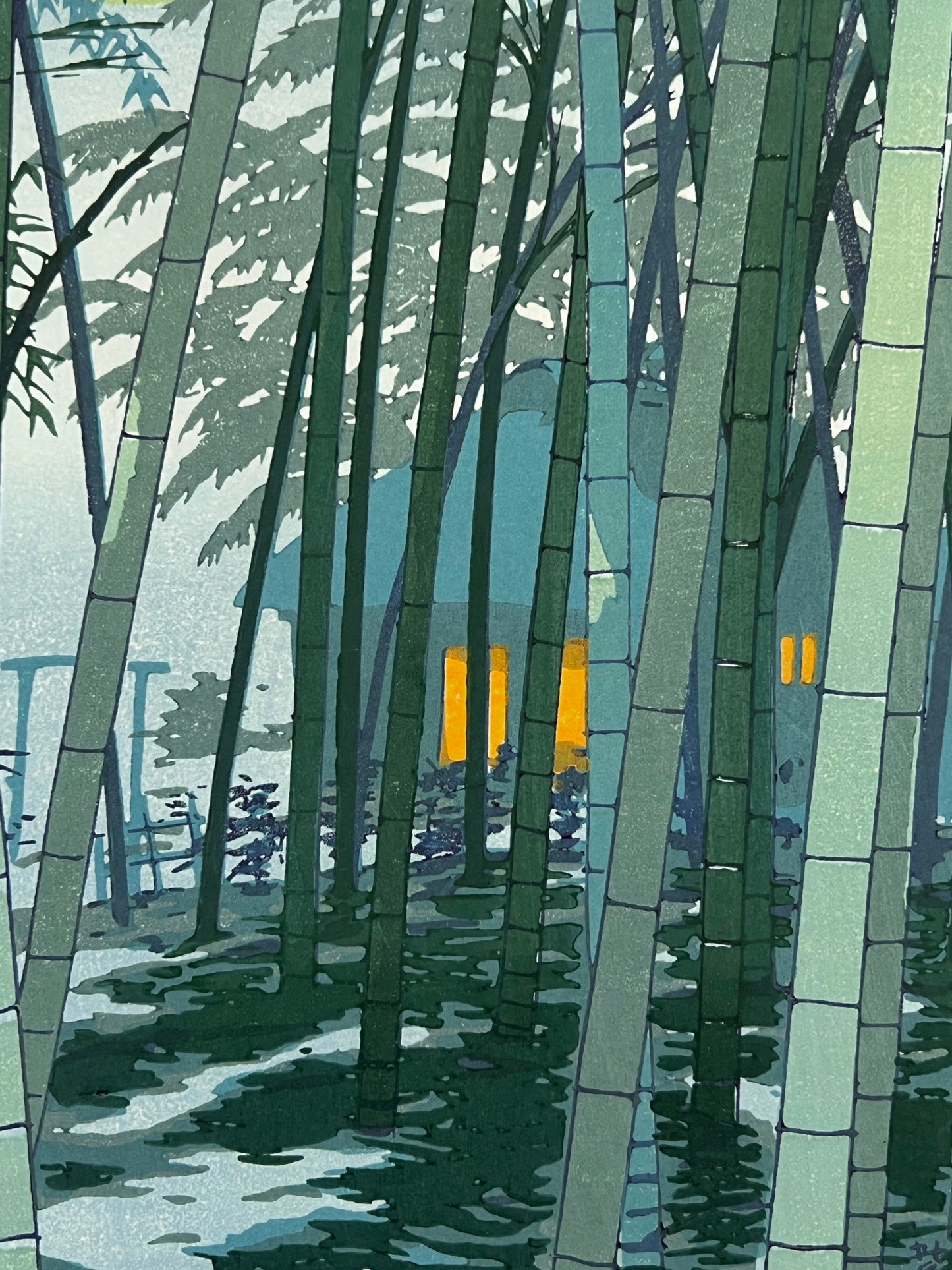 Estampe Japonaise de Kasamatsu Shiro, Forêt de Bambou au début de l'été
