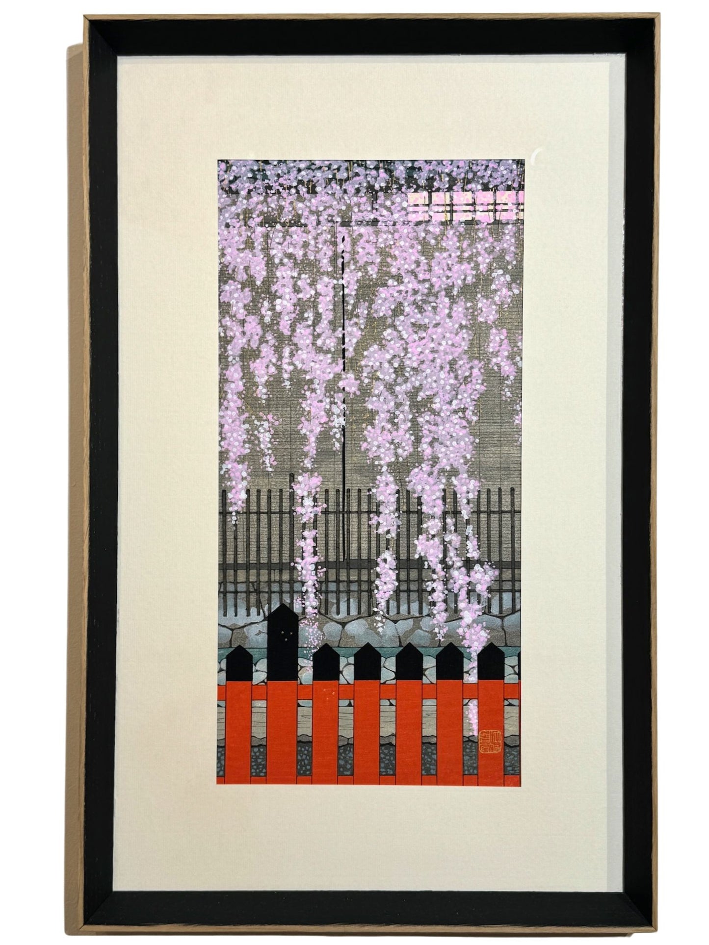 Estampe Japonaise de Teruhide Kato, Cerisier Pleureur du Japon - Sakura No Fu