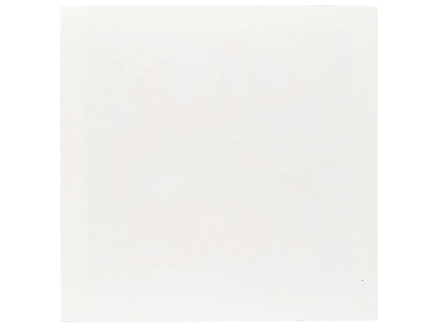 estampe japonaise de Namiki Hajime, dragon rouge surgissant. Fond rond gris argent, le verso