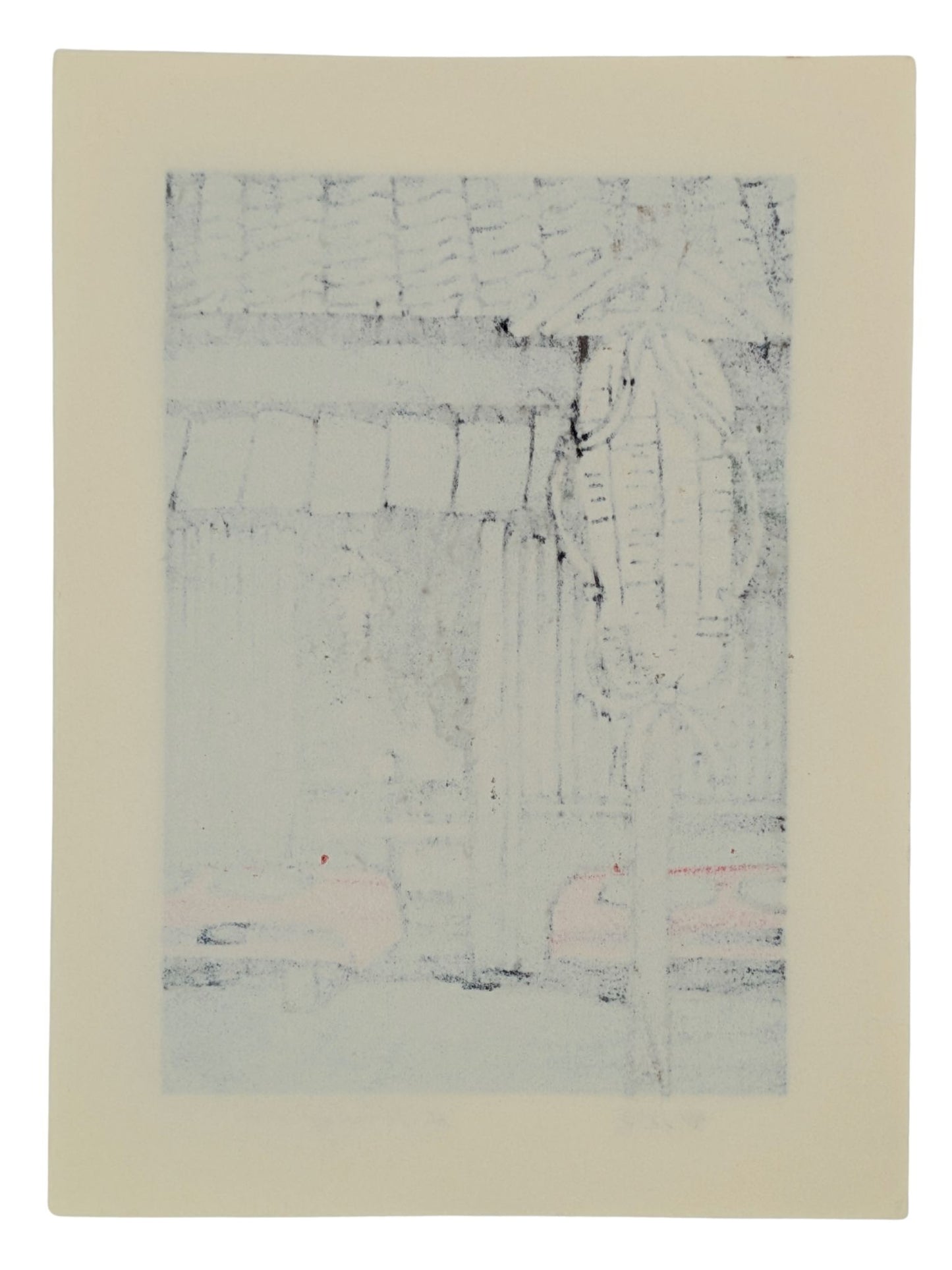 estampe japonaise de nishijima katsuyuki, magasin d'un magasin de gateaux de riz traditionnel. Dos de l'estampe