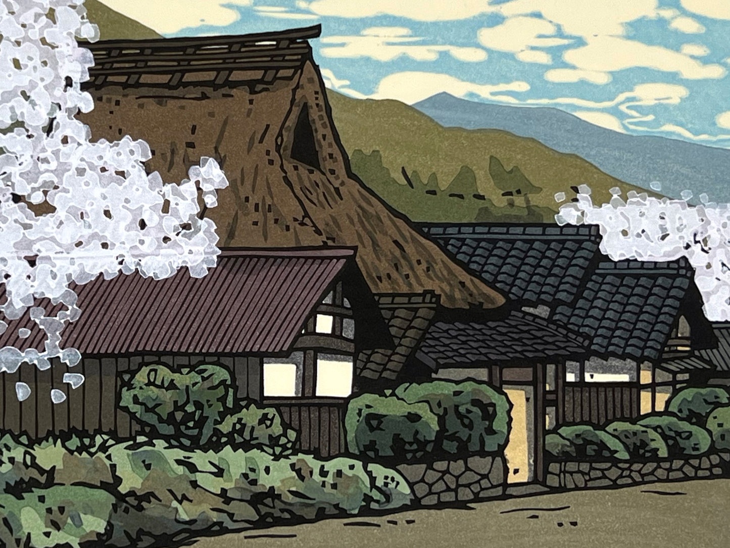 Estampe Japonaise de Nishijima Katsuyuki | Cerisiers en Fleurs à Ohara