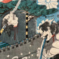 triptyque estampe japonaise samouraï portant des têtes coupées au bout de leurs lances, partie droite, les têtes sanguinolentes embrochées dans les lances