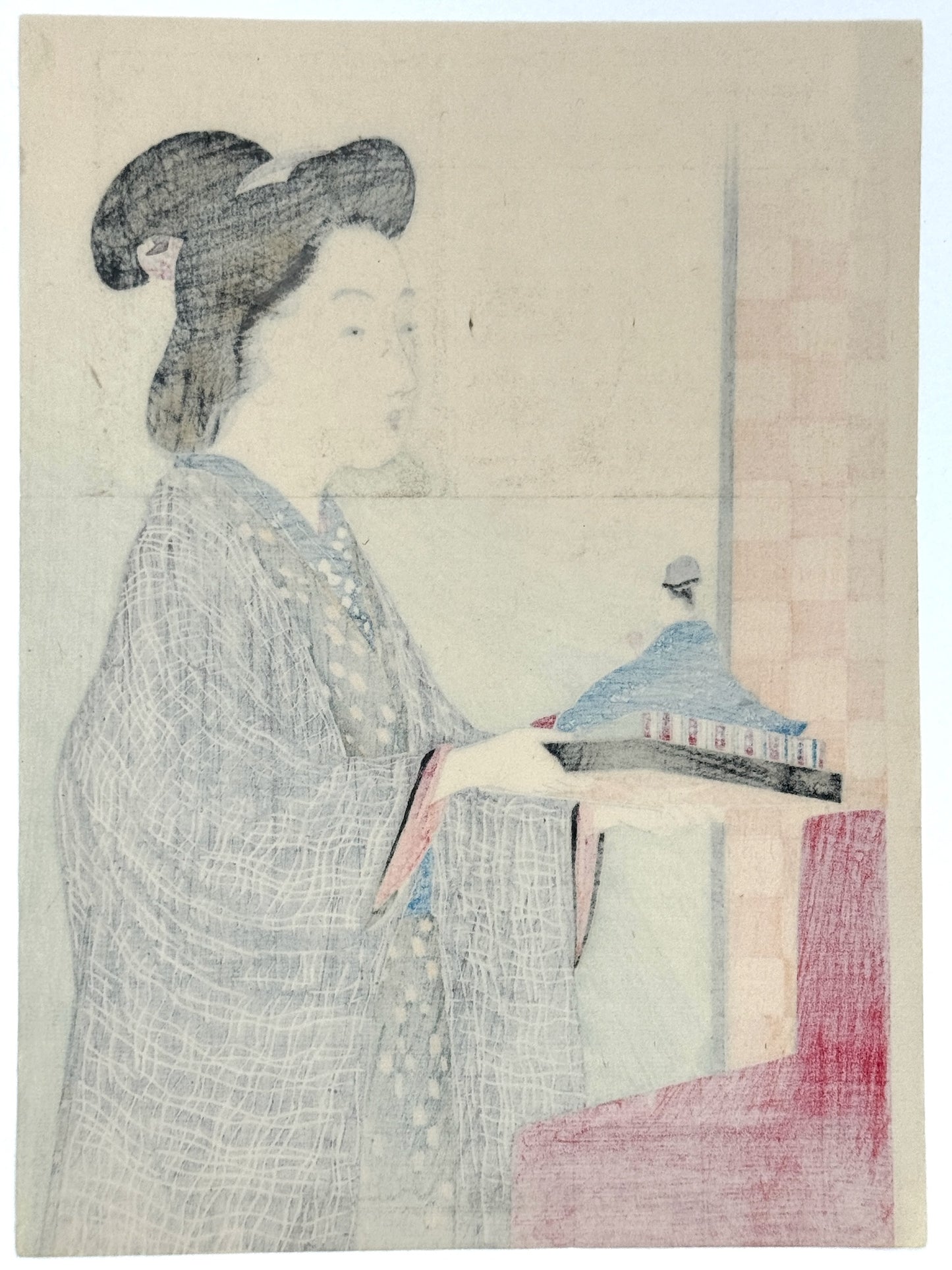 Estampe Japonaise kuchi-e de Takeuchi Keishu | La fête des filles, Hina matsuri dos