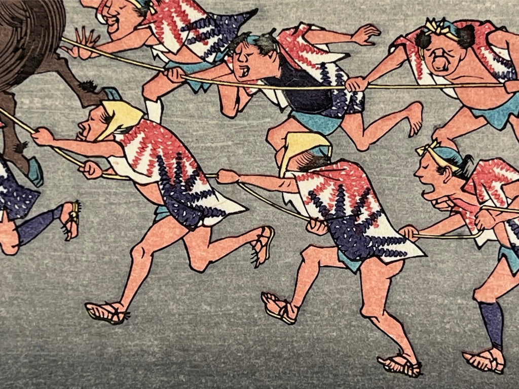 estampe japonaise hiroshige tokaido miya details hommes chevaux
