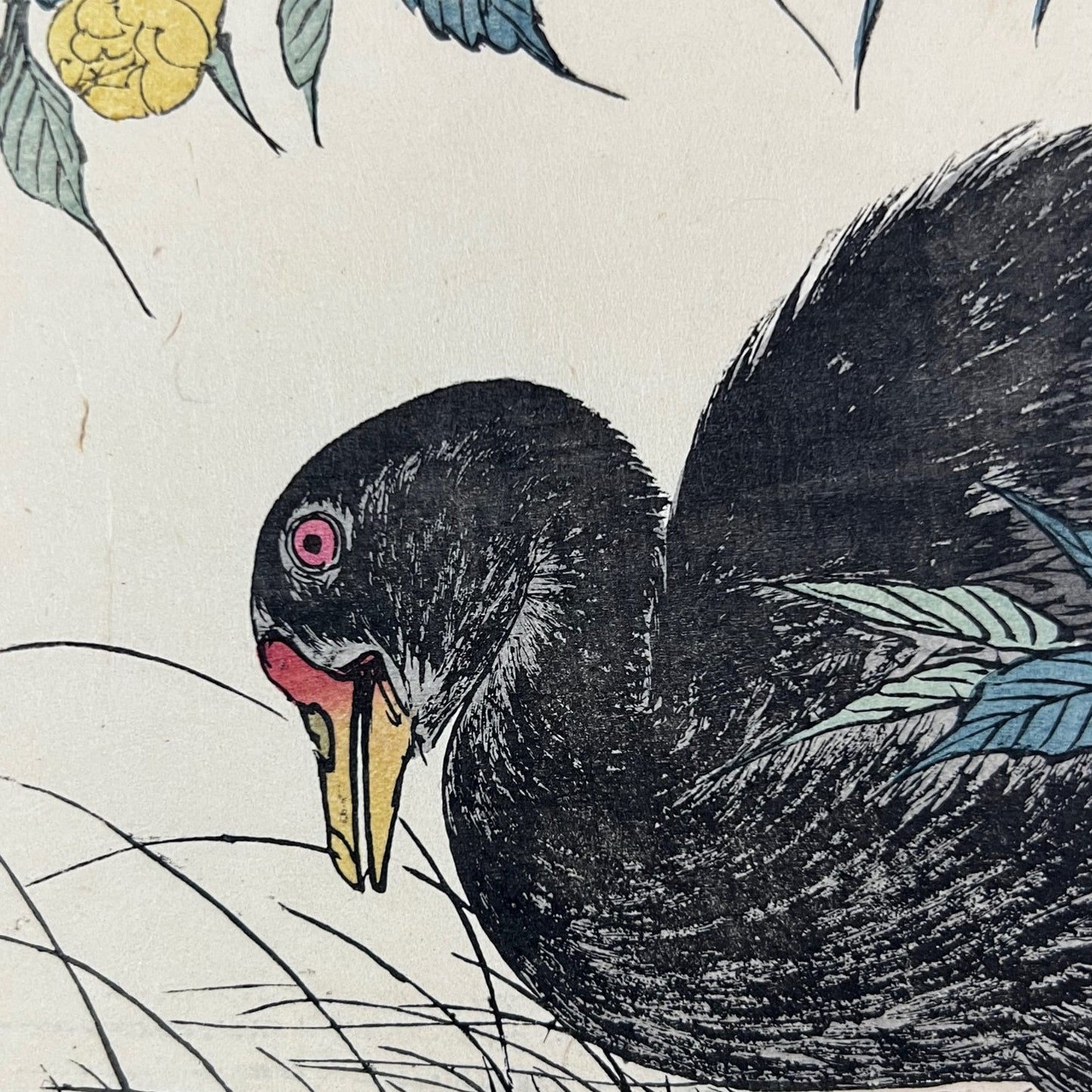 estampe japonaise keinen imao oiseau et rosier kacho-ga