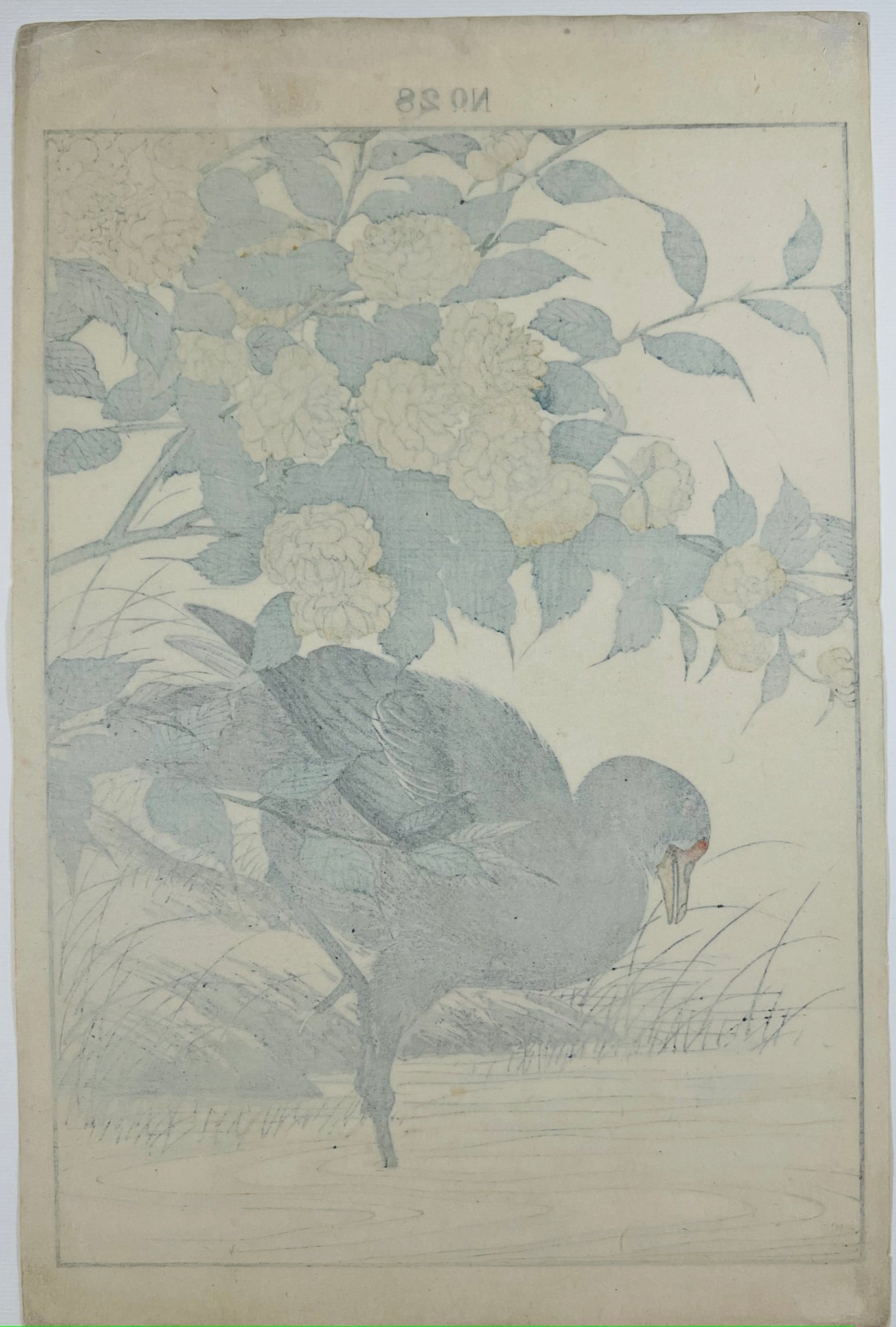 estampe japonaise keinen imao oiseau et rosier kacho-ga