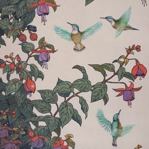 estampe japonaise de yoshida toshi colibris et fushia japanese print uchiwa gallery
