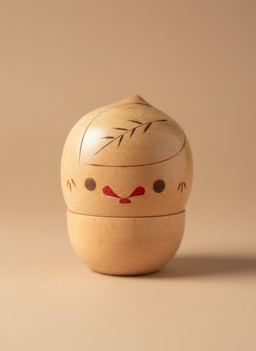Kokeshi nature sur socle fond packshot
