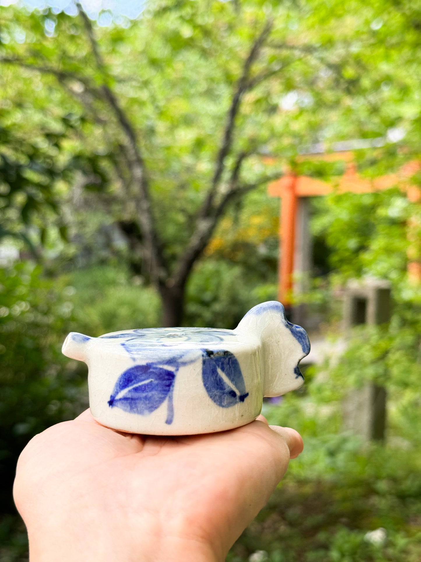 Céramique Japonaise | Suiteki - compte-gouttes d'eau au motif fleur
