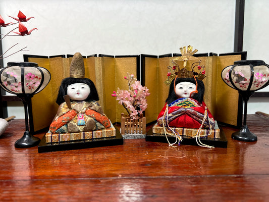 Poupée Japonaise Traditionnelle Kimekomi | Couple Hinamatsuri | Empereur et Impératrice