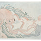 Estampe japonaise érotique de Hokusai représentant une pêcheuse enlacée par deux pieuvres, le verso de l'estampe.