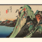 estampe japonaise reproduction de Hiroshige, paysage de montagne, mont Fuji