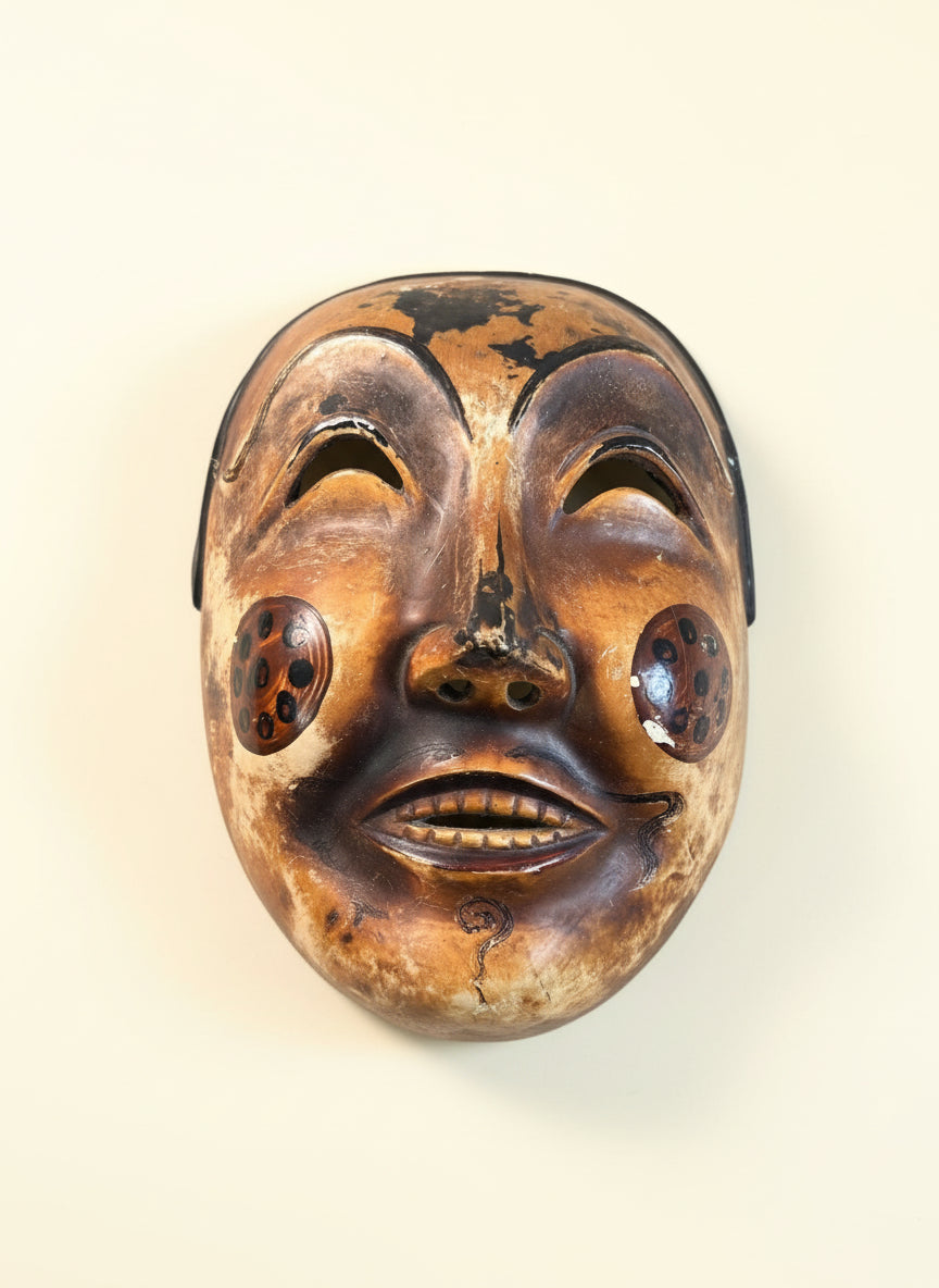 Masque de theatre japonais joues peintes face