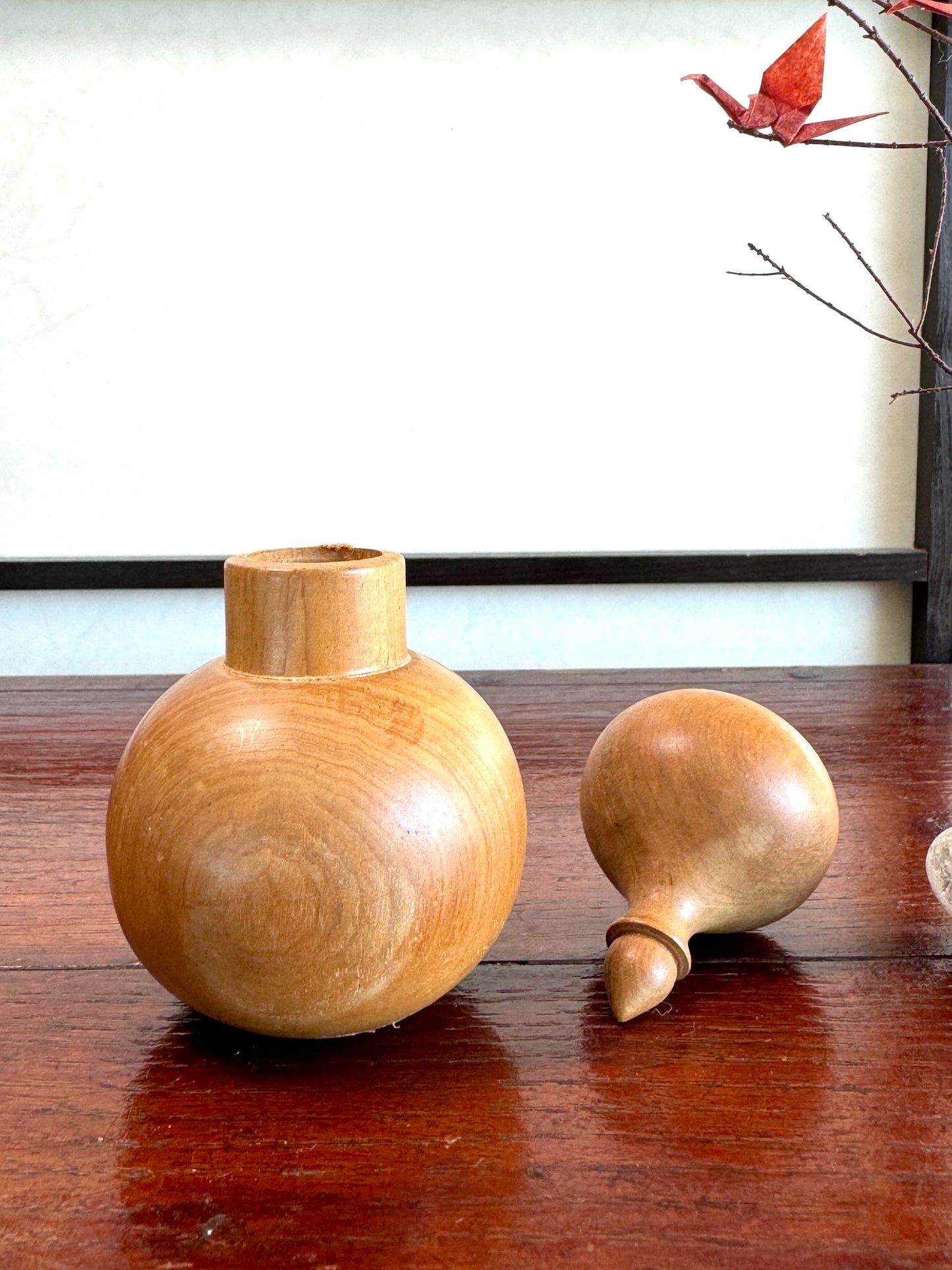 boite à épices en bois en forme de coloquinte