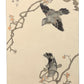 Estampe Japonaise Encadrée de Bunrei Maekawa, Oiseaux et branches tortueuses