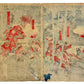 Estampe Japonaise diptyque de Chikanobu représentant Katô Kiyomasa et ses généraux chassant le tigre en Corée, le verso
