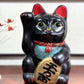 Chat japonais maneki neko noir de 21 cm