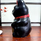 Chat japonais maneki neko noir de 21 cm, le profil gauche