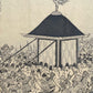 estampe japonaise en triptyque de samouraï, carosse de l'empereur