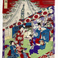 estampe japonaise crépon chirimen-e réception chez un seigneur série brocard de l'ouest moderne