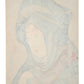 Estampe Japonaise de Chōkosai Eishō portrait de femme avec un voile transparent recouvrant sa têt, le verso de l'estampe