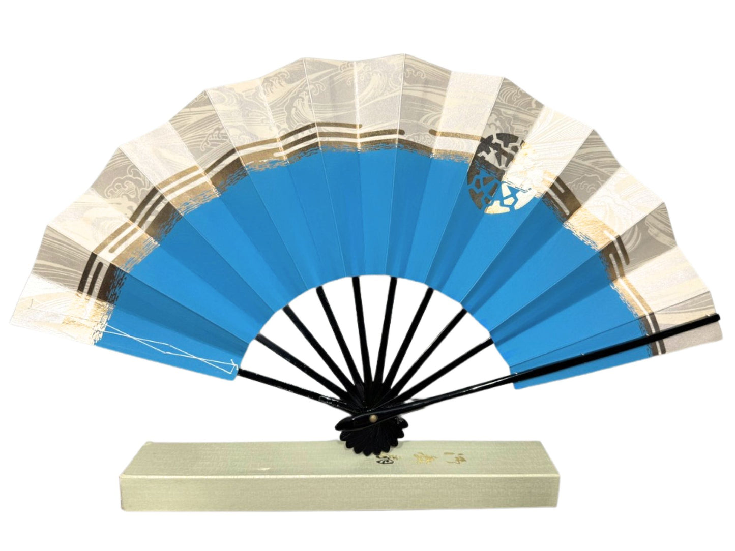 Éventail Traditionnel Japonais,Vagues Argentées