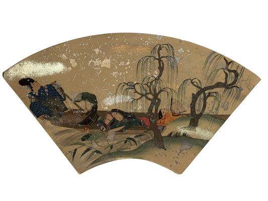 Estampe Japonaise Eventail Sutra du Lotus - n° 12 Promenade en bateau