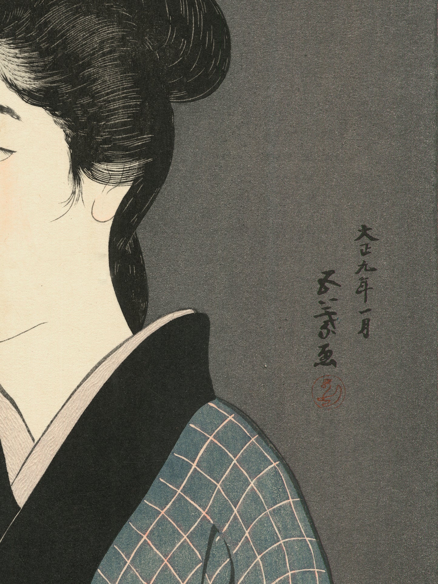 Estampes Japonaise détail de l’estampe sur la nuque dégagée de la femme 