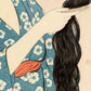 Estampe japonaise détail de l’estampe main cheveux et peigne 