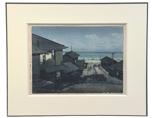 Estampe Japonaise Encadrée de Hasui Kawase, Journée nuageuse à Mizuki