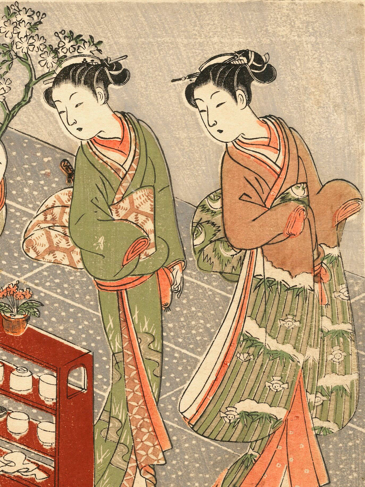 Estampe japonaise de Suzuki Harunobu - La maison de thé Kagiya