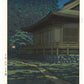 estampe japonaise temple à Kyoto un nuit de pleine lune