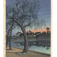 estampe japonaise de Hasui, le palais impérial au crépuscule