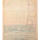 Estampe Japonaise d'Hiroshige Temple Eko-in, pont de Ryōgoku et Mont Fuji au loin, le verso de l'estampe