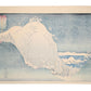 Estampe Japonaise de Hiroshige représentant le mont Yuga sous la neige face à la mer verso