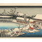 Estampe Japonaise de Hiroshige représentant le sanctuaire de Kameido sous la neige,