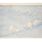 Estampe Japonaise de Hiroshige, voyageurs sous la pluie à Shôno verso