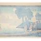 Estampe Japonaise de Hiroshige avec des voyageurs traversant un pont à Miyanokoshi verso