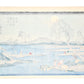 Estampe japonaise de Hiroshige avec pêcheurs dans la rivière Tama sous la pleine lune, le verso