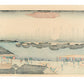 Estampe Japonaise de Hiroshige montrant Takanawa et des bateaux sur la mer sous la lune verso
