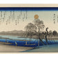 Estampe Japonaise Hiroshige de la rivière Tama sous la pleine lune