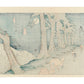 Estampe Japonaise de Hiroshige montrant la pleine lune sur une route bordée de pins à Mochizuki verso