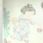 Estampe Japonaise de Kiyohara Hitoshi illustrant une enfant en kimono jouant à la balle, le verso