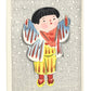 Estampe Japonaise de Kiyohara Hitoshi représentant un enfant émerveillé par la neige