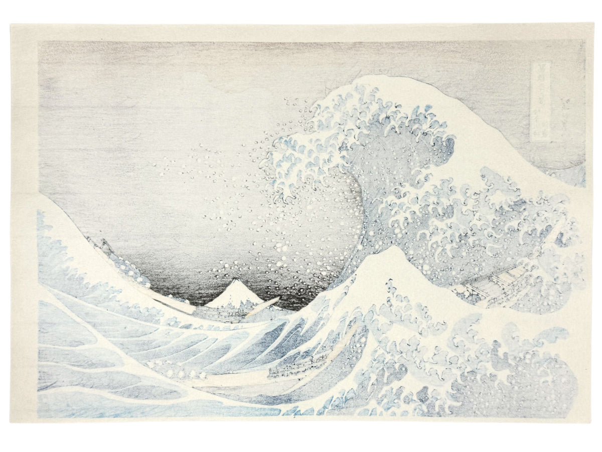estampe japonaise de Hokusai, la grande vague de Kanagawa, le verso