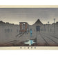 Estampe Japonaise nocturne à Asakusa avec palanquin et tramway